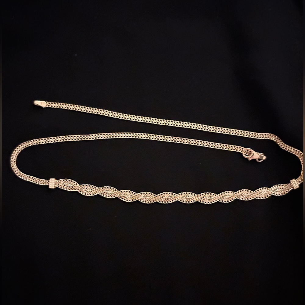 NEW SOLID 10K YG Necklace Yellow Gold Double Curb Link Braided Design Chain 10k - Picture 6 of 15